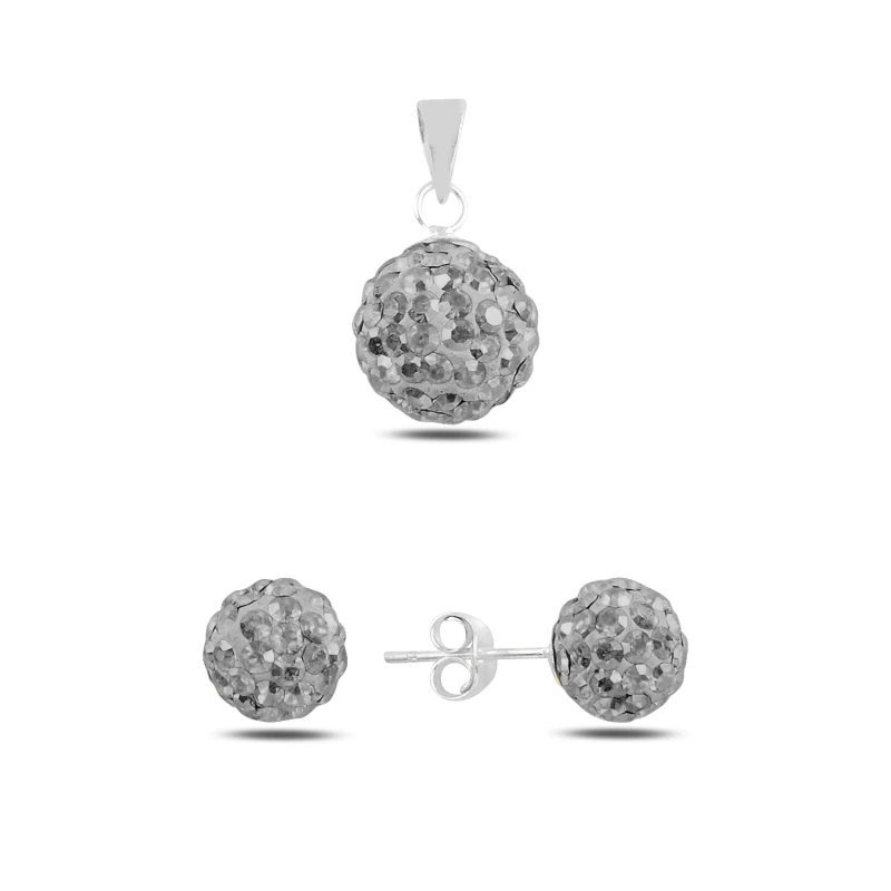 

Серебро 925 пробы, с прозрачной бусиной с фианит комплект ювелирных изделий