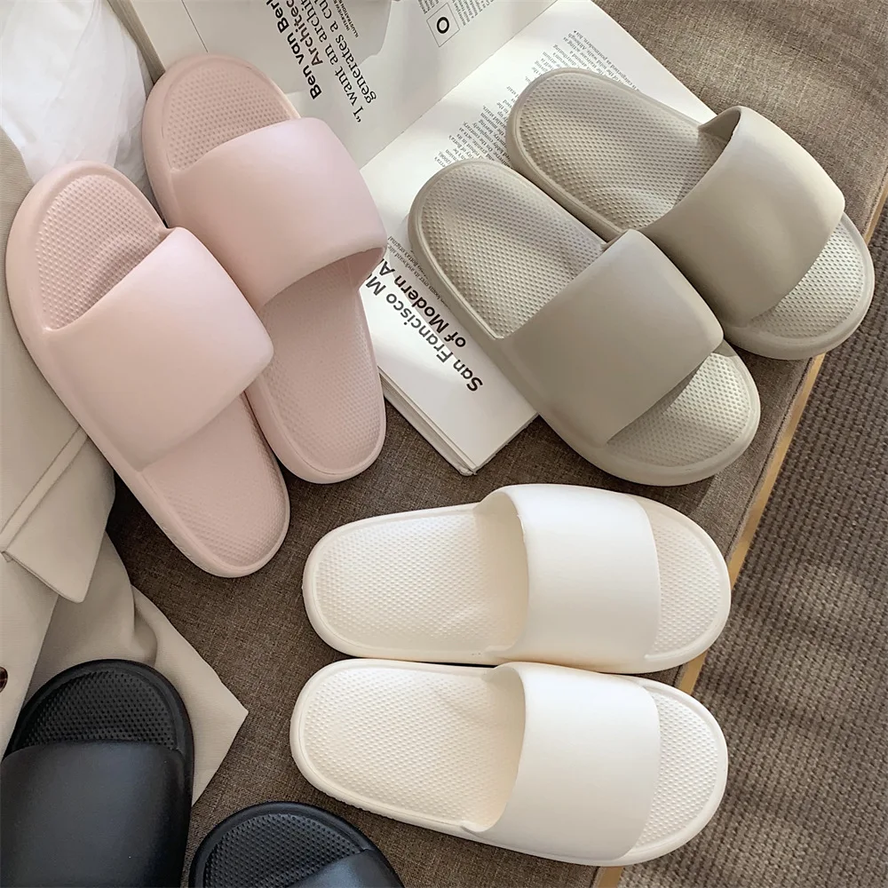 

Outdoor New Creative Soft Glutinous Slippers Women's Simple Solid Color Comfortable Feet Walking Feel Casual Home Cool Slippers