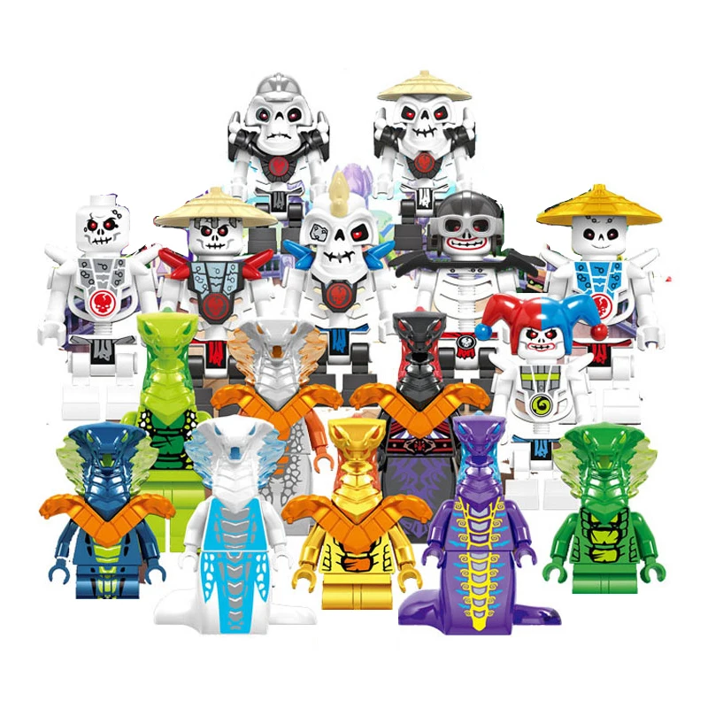 

24pcs/Set Mini Ninja Kai Jay Cole Karlof BOLOBO Nya Ronin Pythor Pythor Kapau Figures Head accessories Building Blocks toys