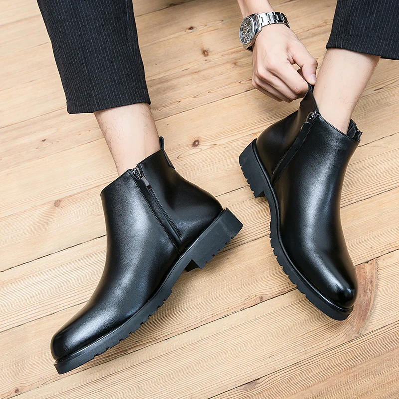 

Zip boots retro boots Medium Cut ankle boots leather boots short boots business boots casual boots men's winter boots