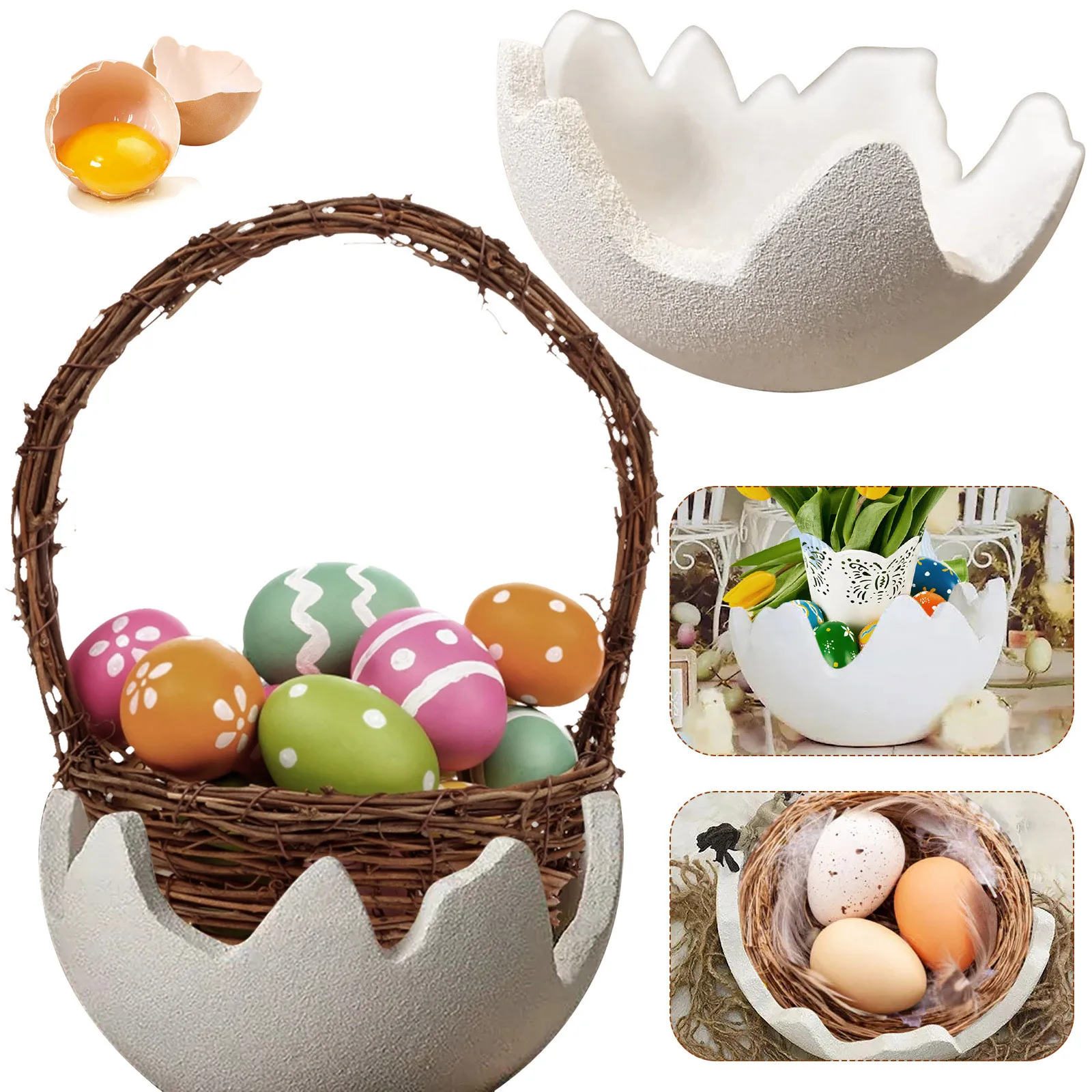 

Пасхальный разбитый орнамент E-gg, реквизит, креативное украшение в виде яичницы из смолы, ремесло, украшение для дома, головка статуи