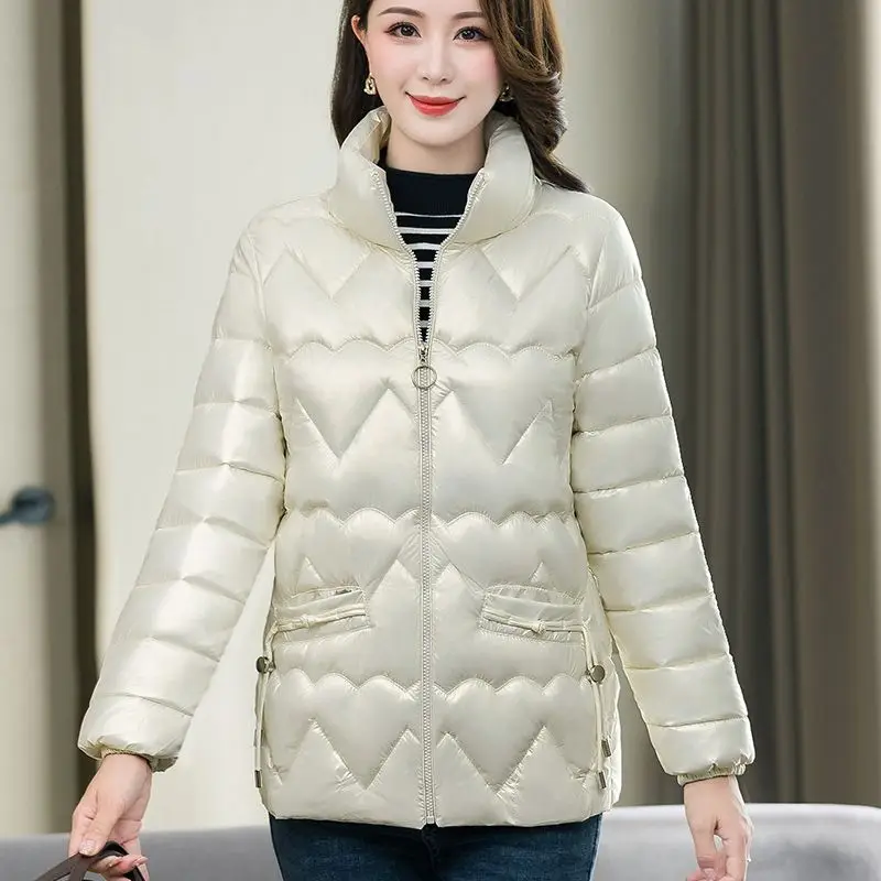 Parka Women's Long Coats Jackets 2022 Winter Bright Side Cotton-Padded Stand Collar Splicing Thickening Warm Skinny Parkas Woman