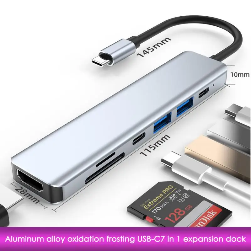 

Supports Simultaneous Tf/sd Reading Splitter 7-port Expansion Card Reader Frosted Texture Usb3.0 Efficient File Transfer Usb Hub