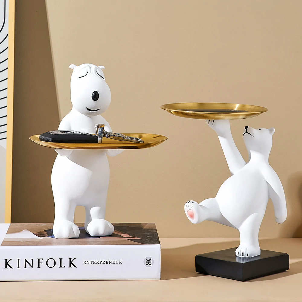 Статуя полярного медведя из каучука в скандинавском стиле поднос для фруктов