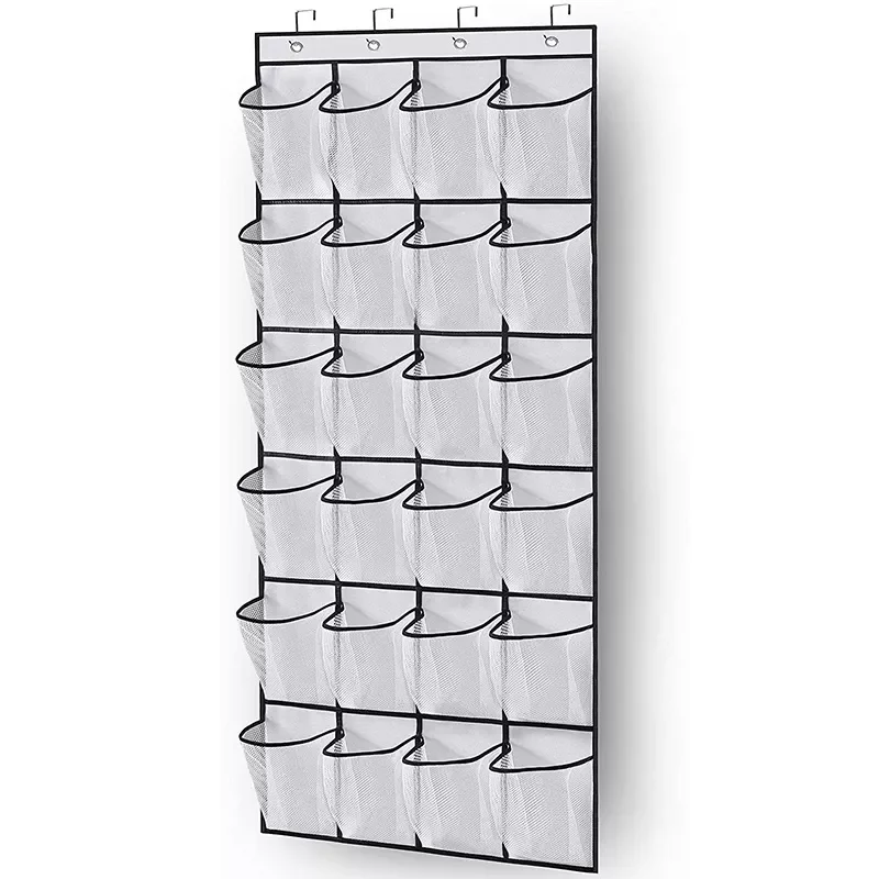 

2022New 1x 24 Grid Wall-mounted Sundries Shoe Organiser Fabric Closet Bag Storage Rack Mesh Pocket Clear Hanging Over The Door C