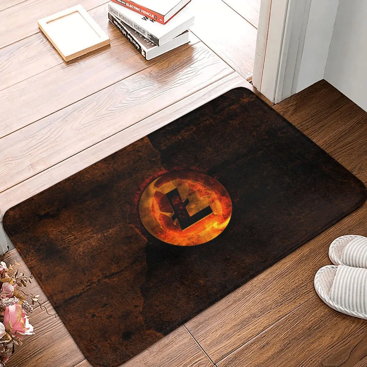 

Cyptocurrency Bedroom Mat Litecoin Fire Doormat Living Room Carpet Outdoor Rug Home Decoration
