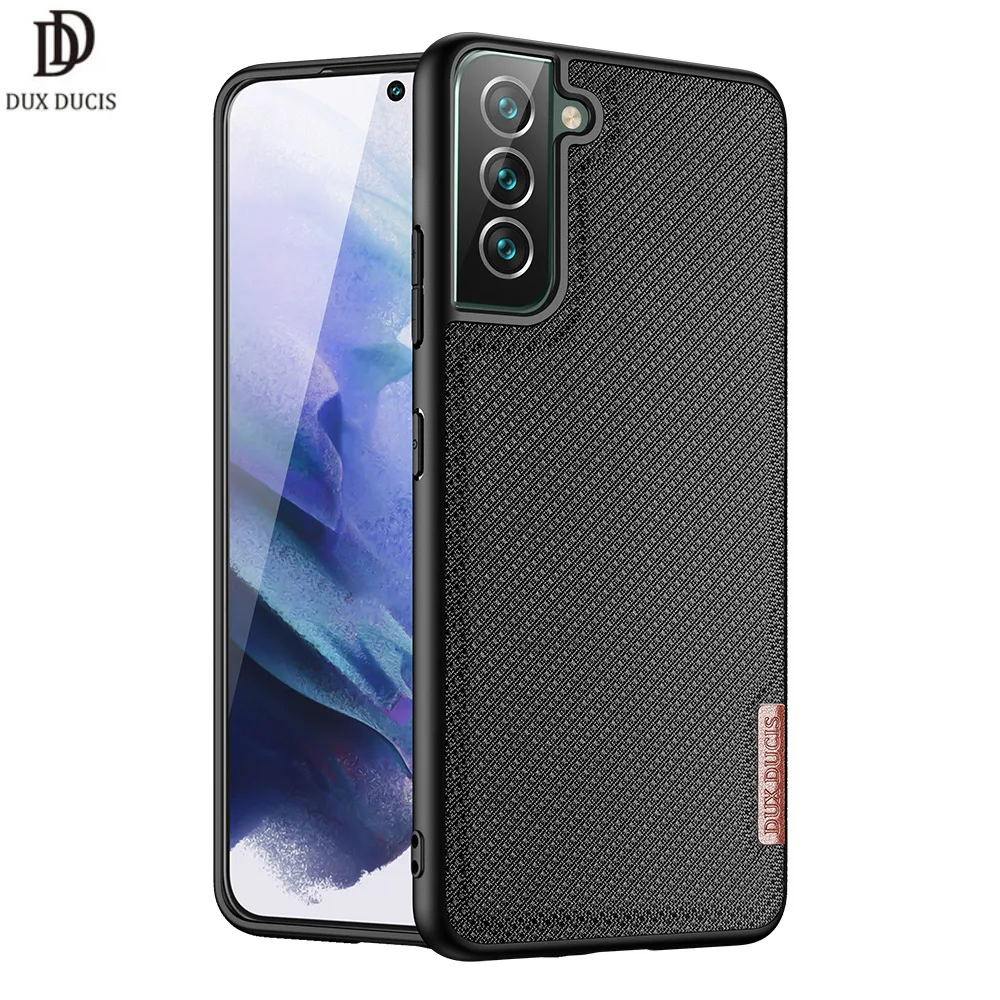 

Fall Für Samsung Galaxy S22 PLUS DUX DUCIS Fino Series Gewebte Stoff Schutz Zurück Fall Anti-Schock-slip Neue Schlanke Design