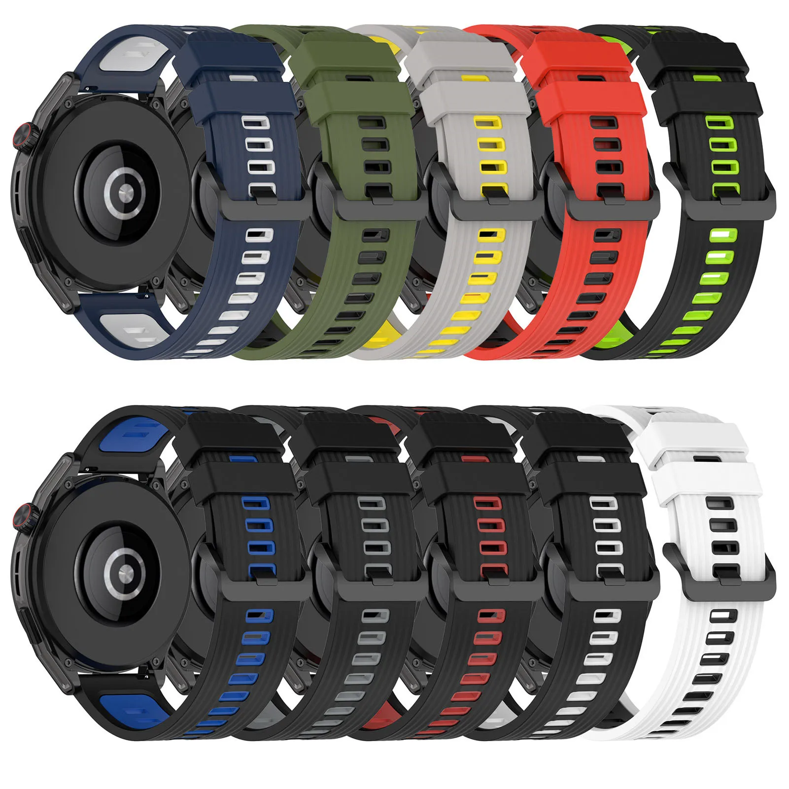 

Double Color Silicone Strap For Huawei Watch GT Runner Official 22mm GT3 46mm Smart Watch Adjustable Sports Wristband Bracelet