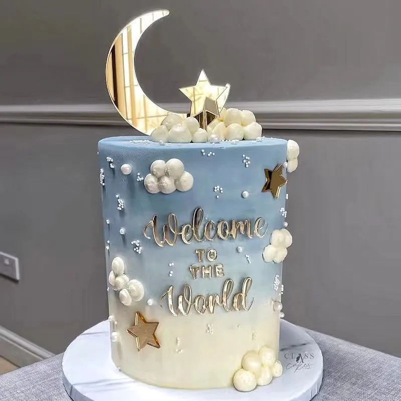 

Украшения для торта, акриловая Луна и торт, набор для детского душа, десерт, кекс, выпечки, счастливые топперы для торта на день рождения, Декор