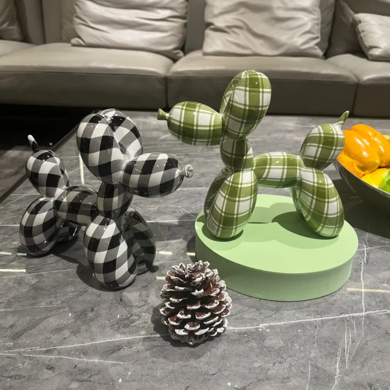 

New Lattice Balloon Dog Figurines For Interior Nordic Modern Resin Animal Figurine Sculpture Statue Home Living Room Decoration
