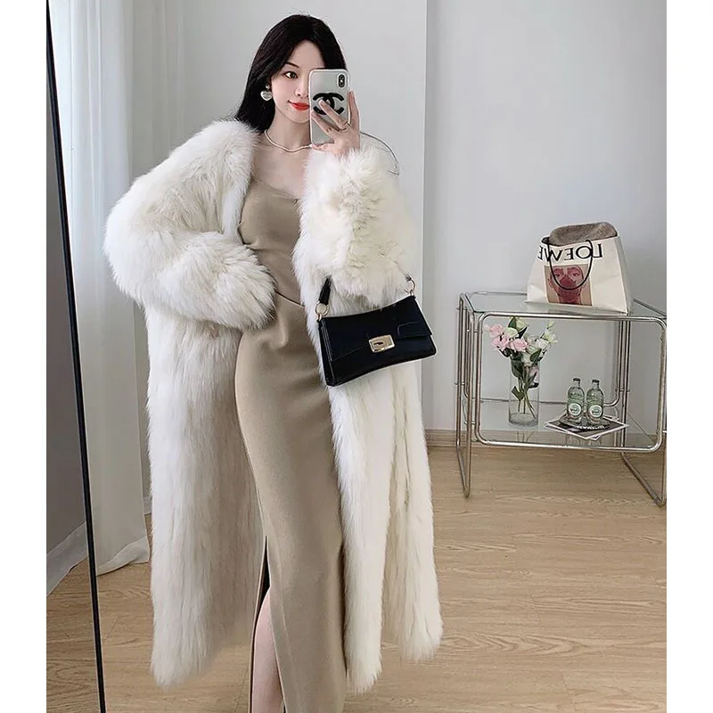 Autumn And Winter 2022 New Korean Fashion Temperament Slim Fit Versatile Mid Length Faux Fur Coat Goddess Style Plush Coat Trend