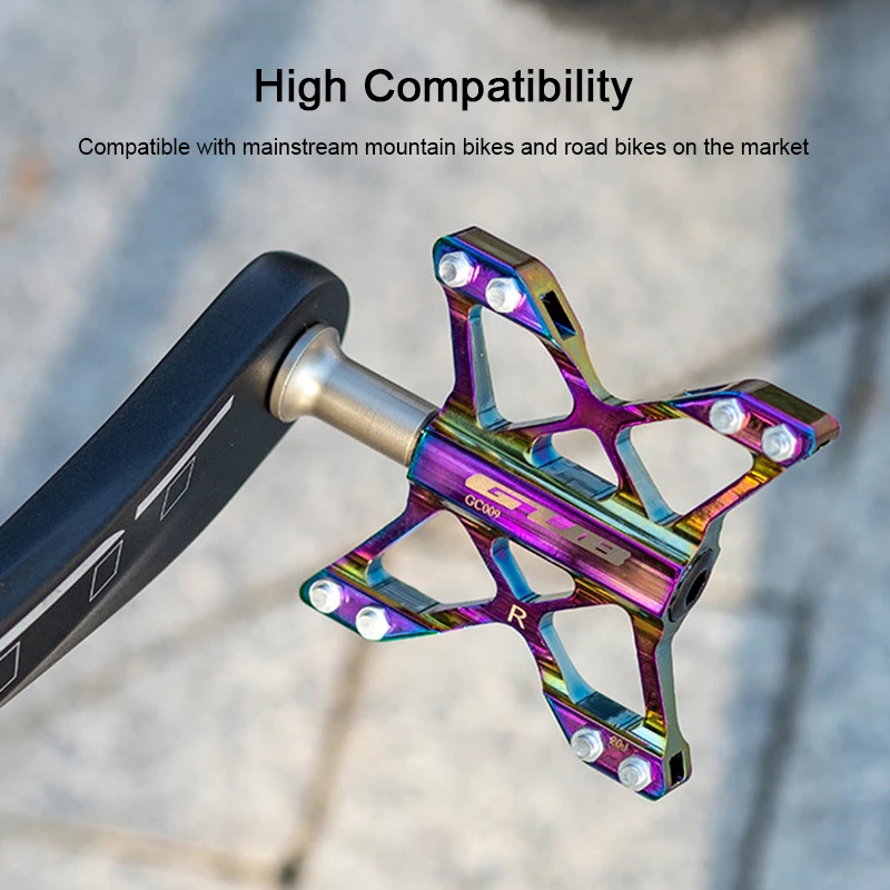 

GUB GC-009 Mountain Pedals Aluminum Alloy Plating Colorful Non-slip Road Bike Pedal Bearing Folding Bike Pedal Bicicleta Pedal