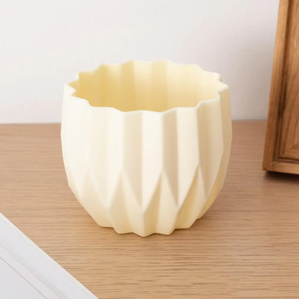 

Nordic Style Striped Plastic Faux Ceramics Flower Pot for Home Decor