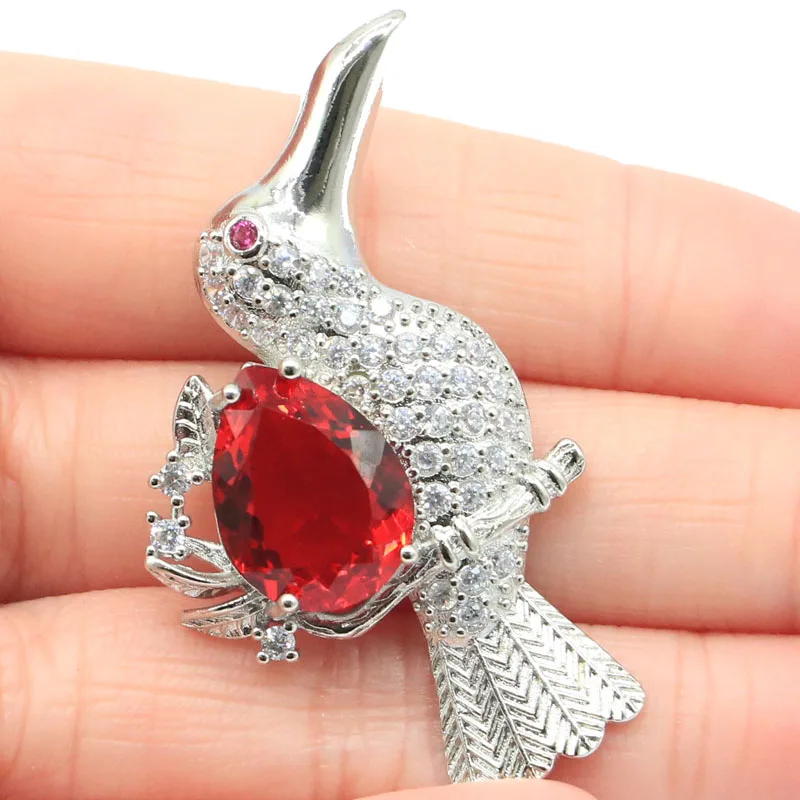 49x3 9 мм юбилей Songbird красная кровь Рубин огонь Радуга Мистический топаз CZ женский свадебный серебряный кулон