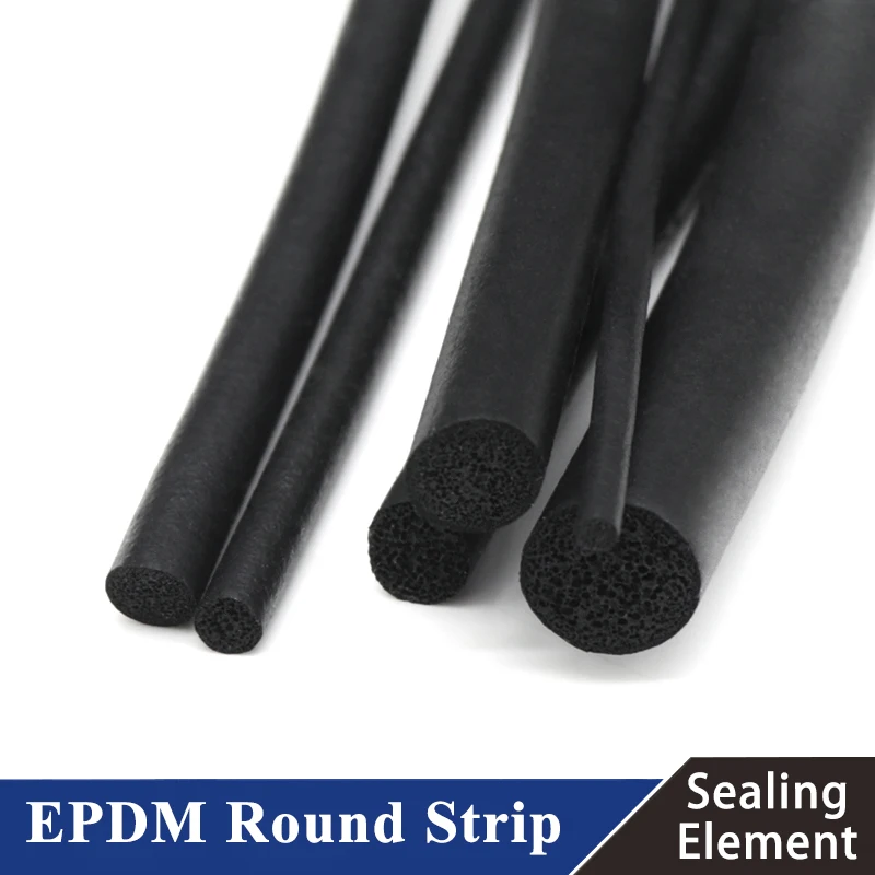 

2/5M 3/4/5/6/7/8/9/10/12/14/16/18/20mm EPDM O Type Round Sealing Strip Sound Proofing Dustproof Foamed Rubber Seal Strip