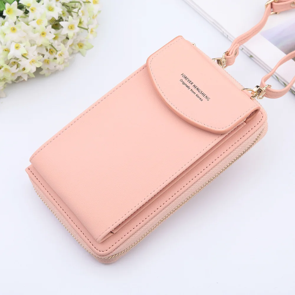 

Women's wallet long mobile phone bag hand bag zipper women's diagonal bag pure women mobile phone bag single shoulder bag