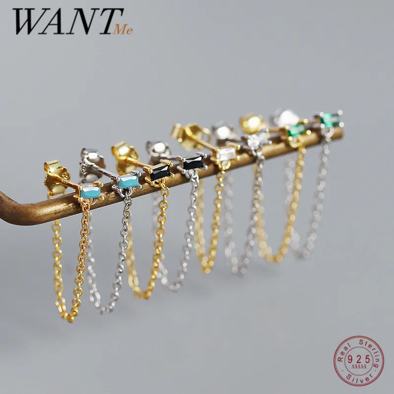 

Женские серьги-гвоздики WANTME, из серебра 925 пробы, в стиле хип-хоп, с разноцветными квадратными звеньями из циркония, в богемном стиле, ювелирн...