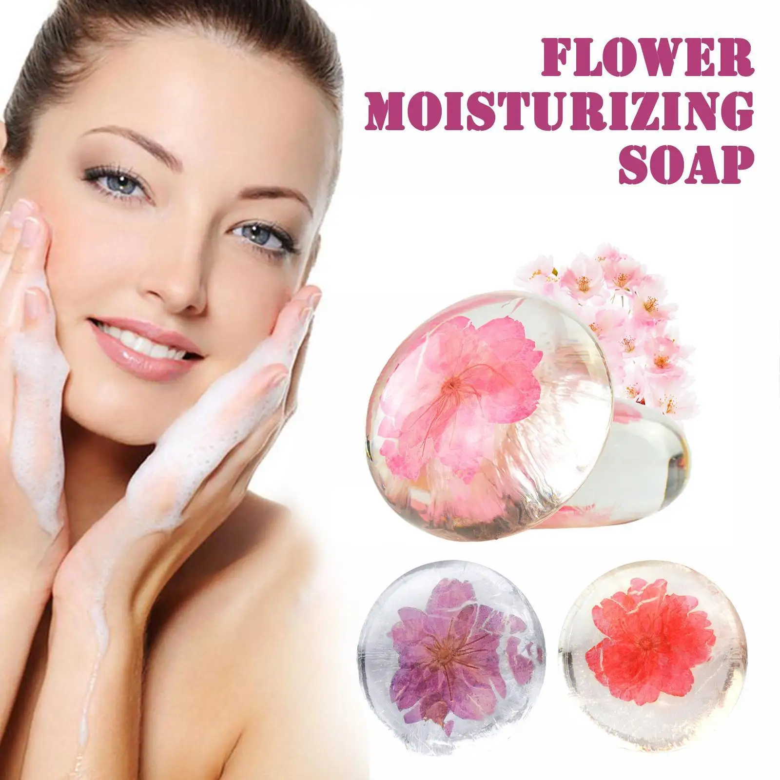 

Мыло ручной работы с аминокислотой, мыло с аминокислотой, прозрачное мыло, мыло с настоящими цветами для ванны, мыло для удаления угрей на ли...