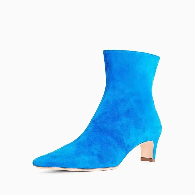 Arden Furtado/2024 женские осенние полусапоги синие замшевые сапоги из коровьей замши с