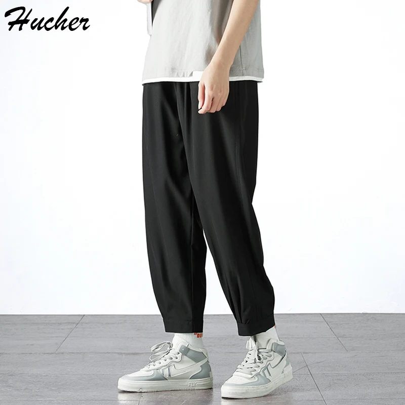 

Huncher Mens Baggy Harem Pants 2022 Summer Ice Silk Thin Joggers Trousers Male Light Weight Quick Dry Casual Suit Pants For Men