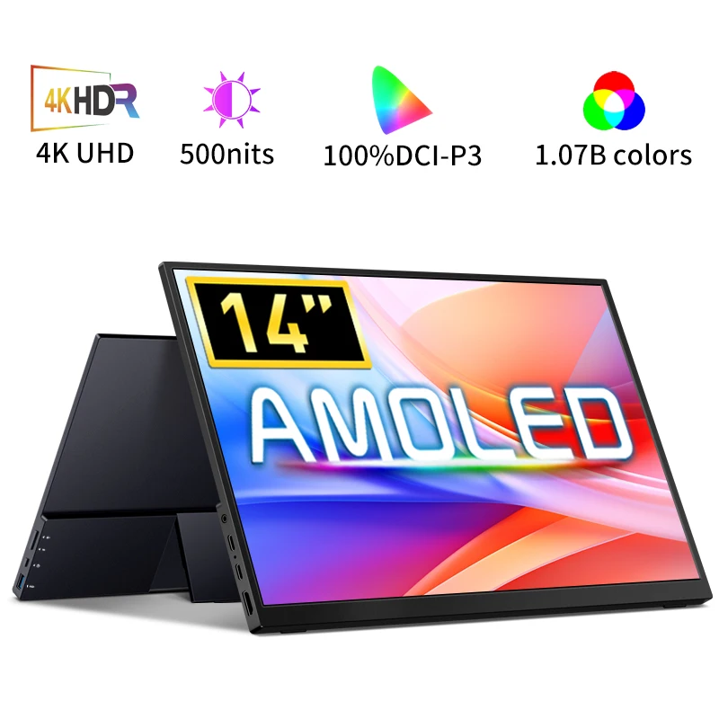 Портативный монитор 14 дюймов 4K OLED 16:10 3840*2400p 500Nits USB-C HDMI-совместимый внешний