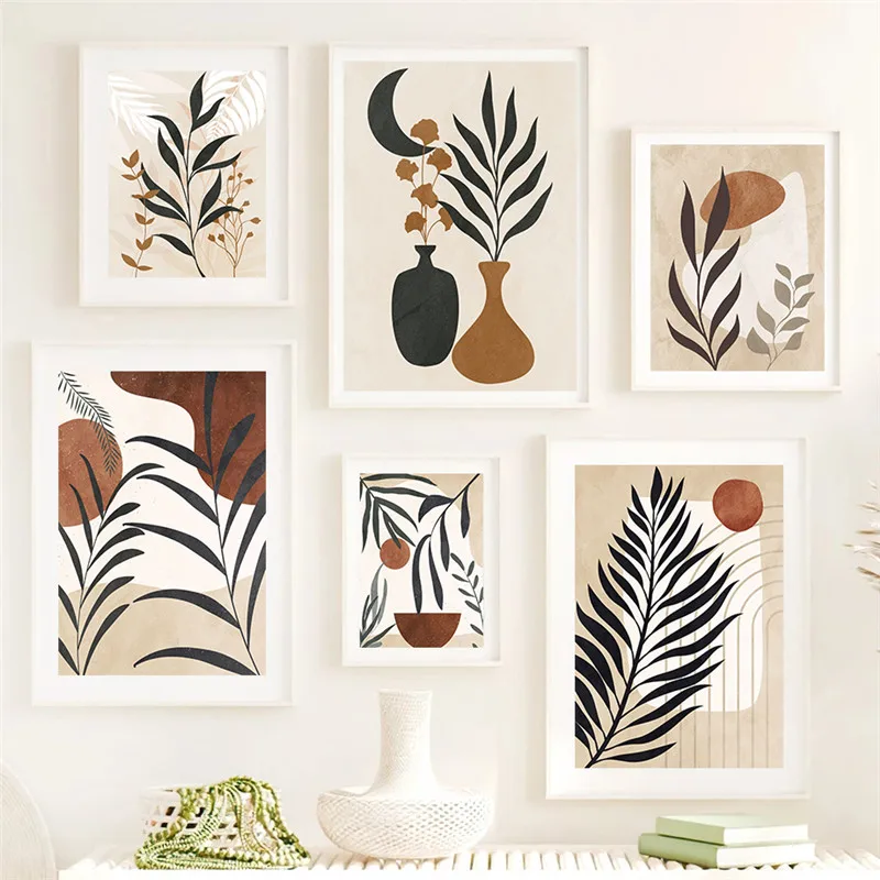 

Абстрактная ваза, лист, холст, живопись, растения, настенное искусство, листья, плакат, украшение для гостиной, домашний декор, картина, декор...