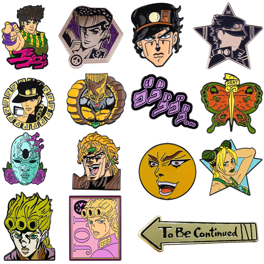 

JoJo's Bizarre Adventure Enamel Pins Manga Brooches Lapel Badges Japanese Anime Jewelry Cosplay Accessories Gifts for Friends