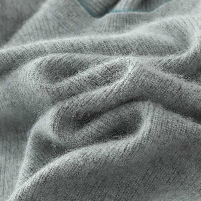 Новый пуловер свитер из 100% норки кашемира мужской вязаный с круглым вырезом