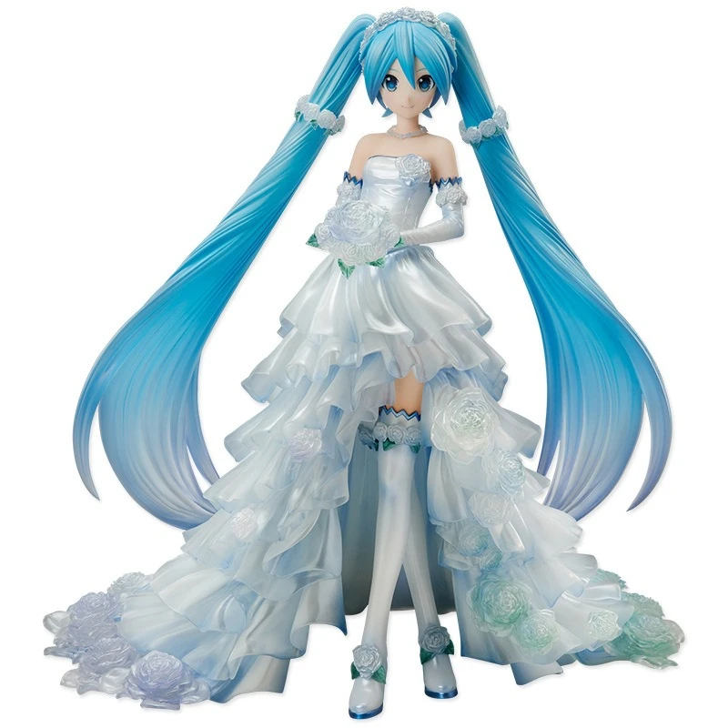 

Bandai Anime Hatsune Miku Figure Cute Kawaii Princess Wedding Hatsune Flower Wedding Dress Manga Statue Collectible Toy