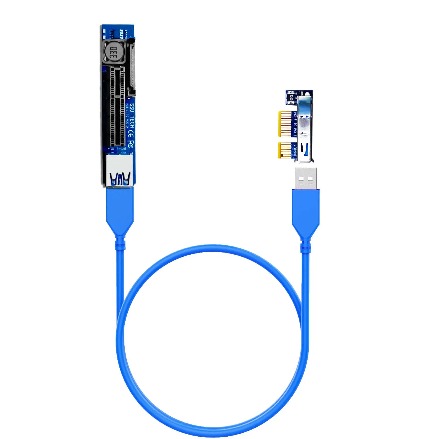 

PCIe 1X to 4X Riser Cable to extend GPU covered PCIe X1 Lane for BTC Miner Mining, WiFi Adapter, USB Adapter, M.2 PCIe Adapter