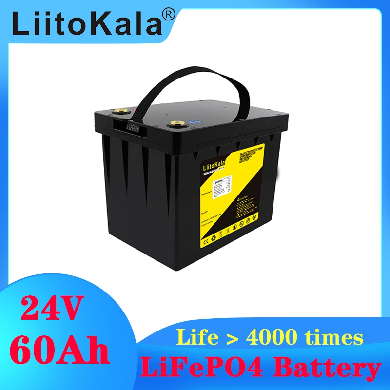 

LiitoKala Lifepo4 24V 60AH Battery 8S 50A BMS 25.6V 50AH Lithium Ion Battery Pack 29.2V Charge Voltage for Boat Trolling Motor