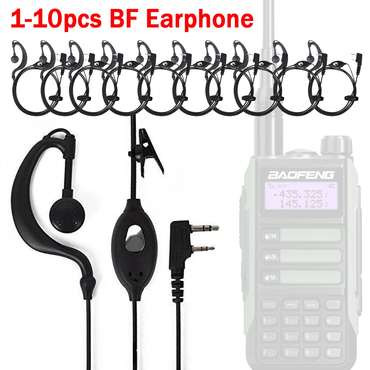 

Radio 2pin K Port Earpiece Ptt Mic Headset for Handheld Walkie Talkie Earphone For UV5R UV10R BF-888S UV16