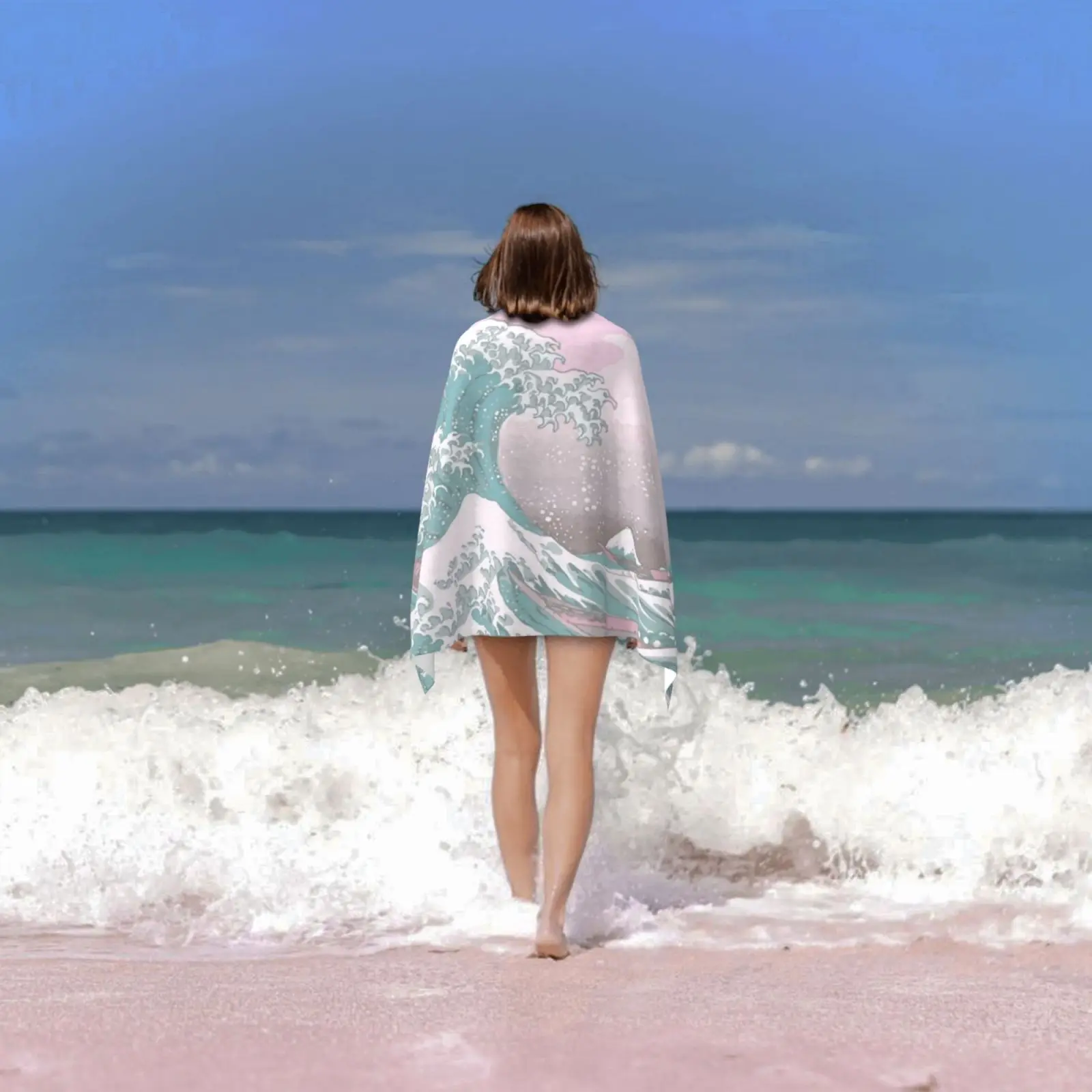 Pastel The Great Wave Off Kanagawa банное полотенце пляжная Подушка 605 японская манга