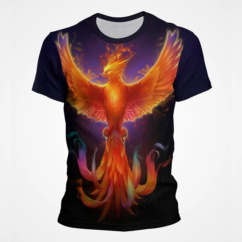 Синие футболки с рисунком птицы Феникса Мужская одежда Женская и детская