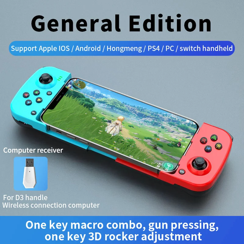 

D3 Type-C Telescopic Mobile Phone Gamepad Bluetooth-compatible 5.0 Wireless Game Controller Joystick for PUBG for PS4 Switch PC