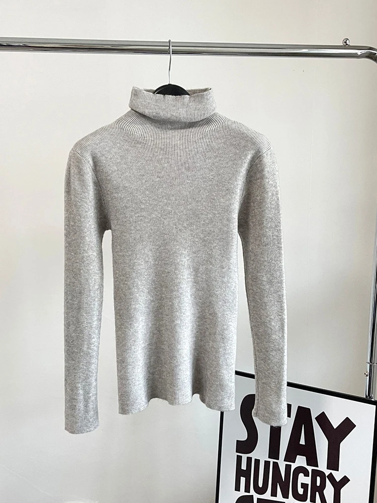 BZVW женский пуловер с высоким воротником и длинными рукавами однотонный свитер из