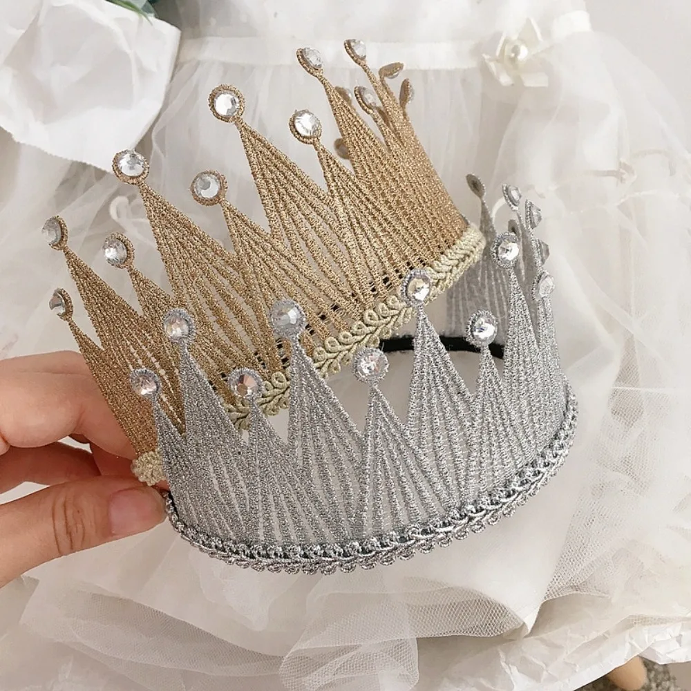 

New Shiny Crown Studded Hairband Kids Princess Hairbands Yarn Crown Hair Accessories Bow Knot