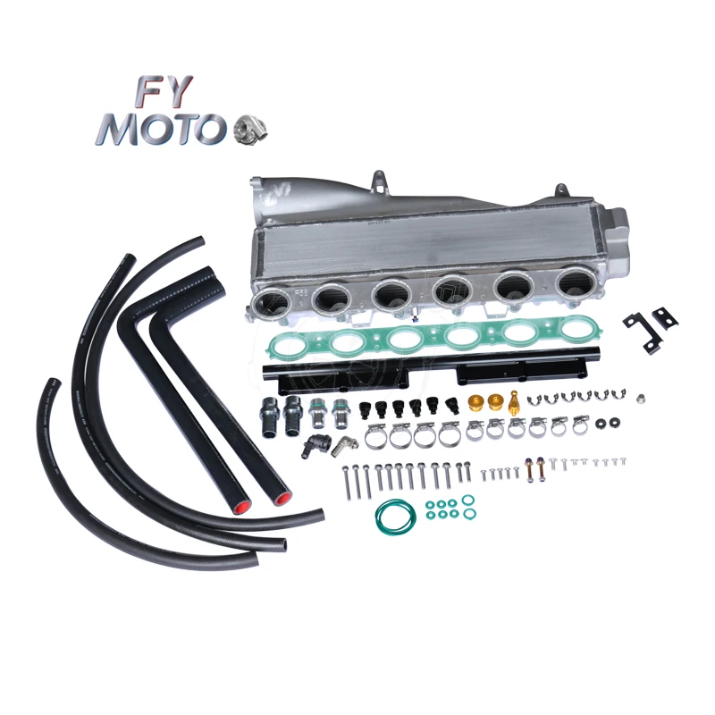Фото Серебряный литой впускной коллектор для BMW F22 M240I F30 340I 440I 16-19, полуфрезерованный на ЧПУ, с сердцевиной и аксессуарами №3