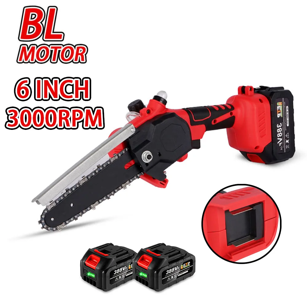 

6 Inch 3000RPM Cordless Brushless Electric Chain Saw Handheld Wood Cutter Pruning Garden Power Tool For Makita 18V Battery