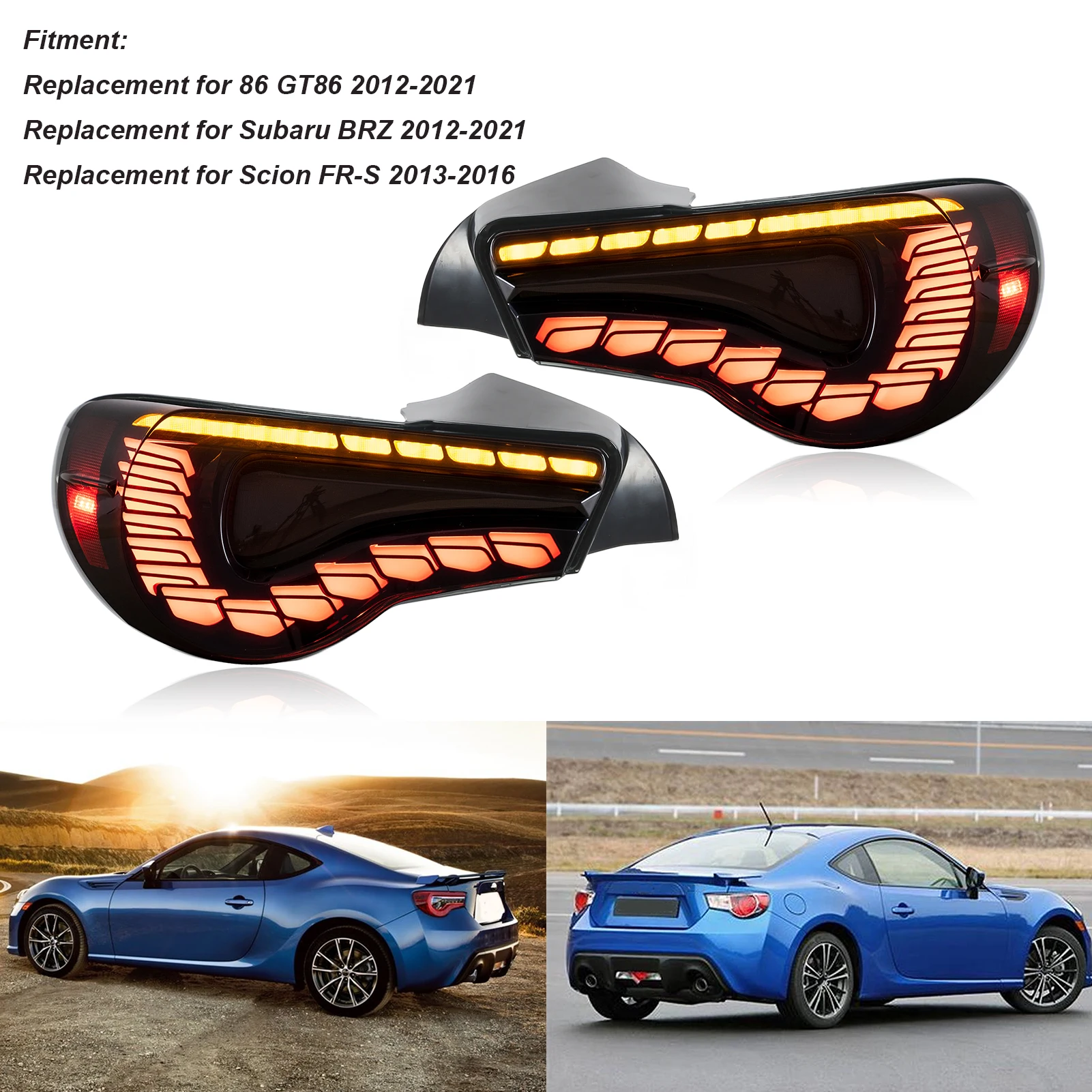 Для Subaru BRZ 2012 2013 2014-2021 1 пара дымчатый GTS полный задний динамический фонарь с