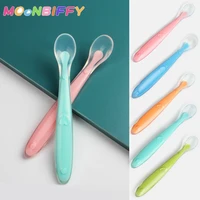 2022 new baby soft silicone spoon candy color temperature sensing spoon children food baby feeding tools baby spoon