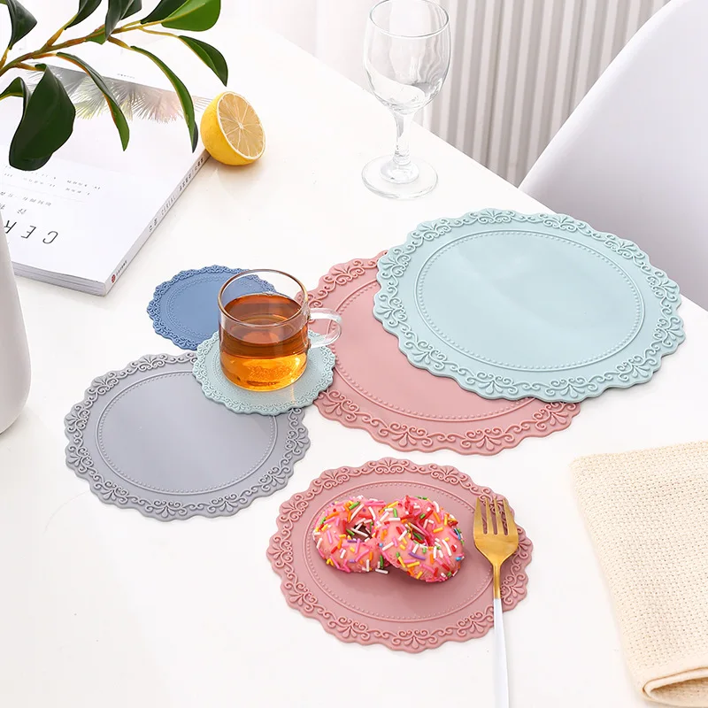 

10cm Round Silicone Placemats Dinner Table Thincken Mats Heat Resistant Waterproof Dish Mat Drink Spills Coasters Dining Decor