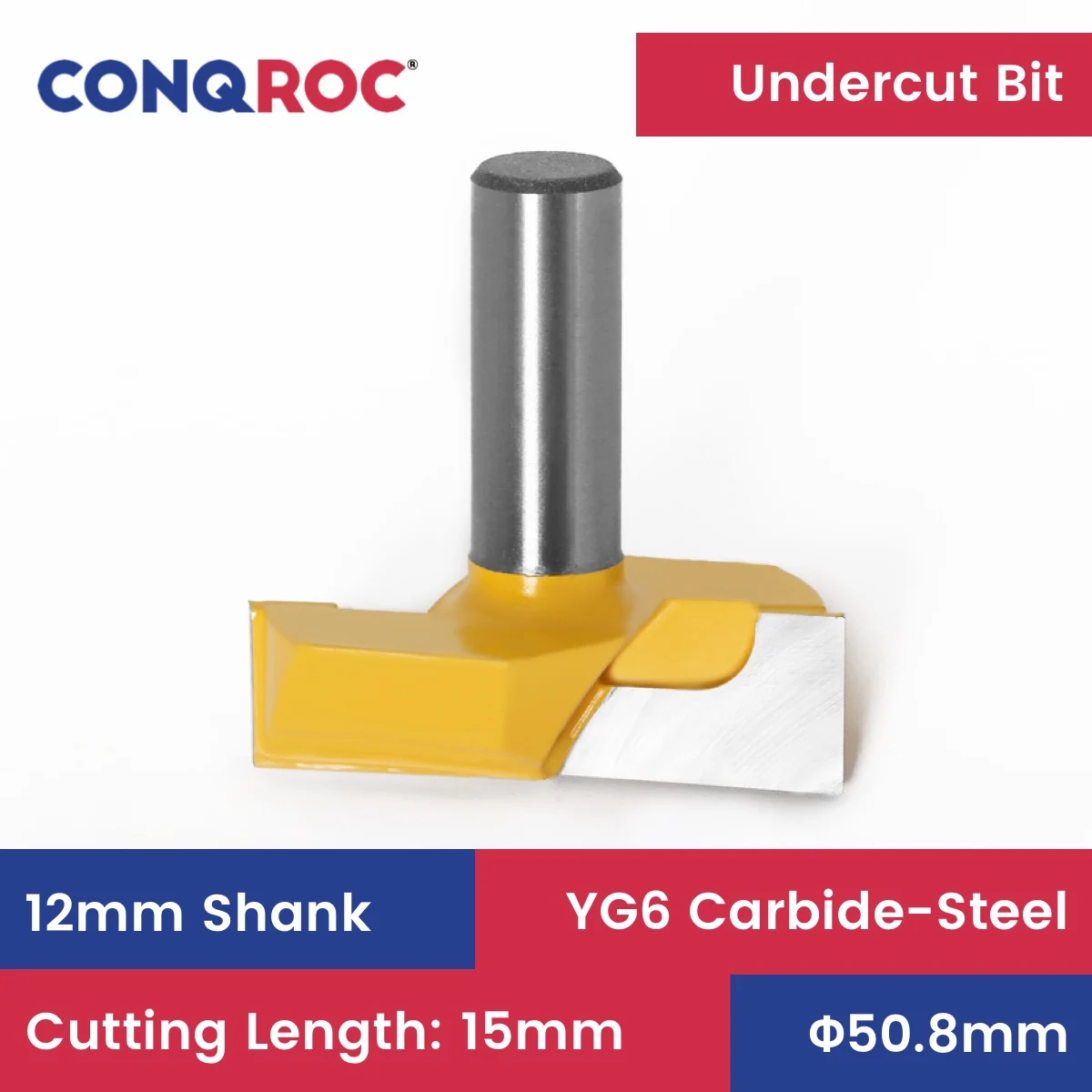 

12mm Shank Undercut Router Bit Woodworking Stock Removal Milling Cutter Diameter-50.8mm Cutting Length-15mm