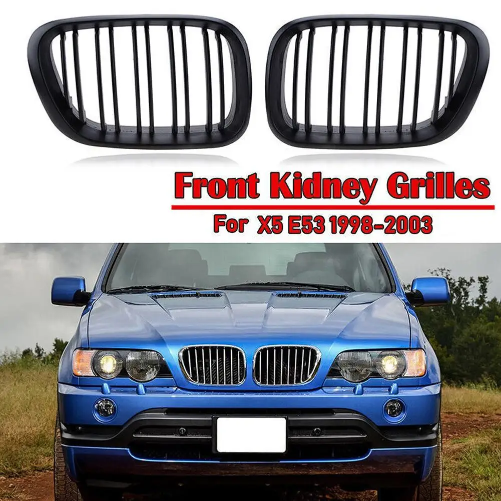 

1 Pair Car Front Kidney Grille Intake Hood Grille Protector Compatible For X5 E53 1999-2003 Modified Parts Car Accessories Drop