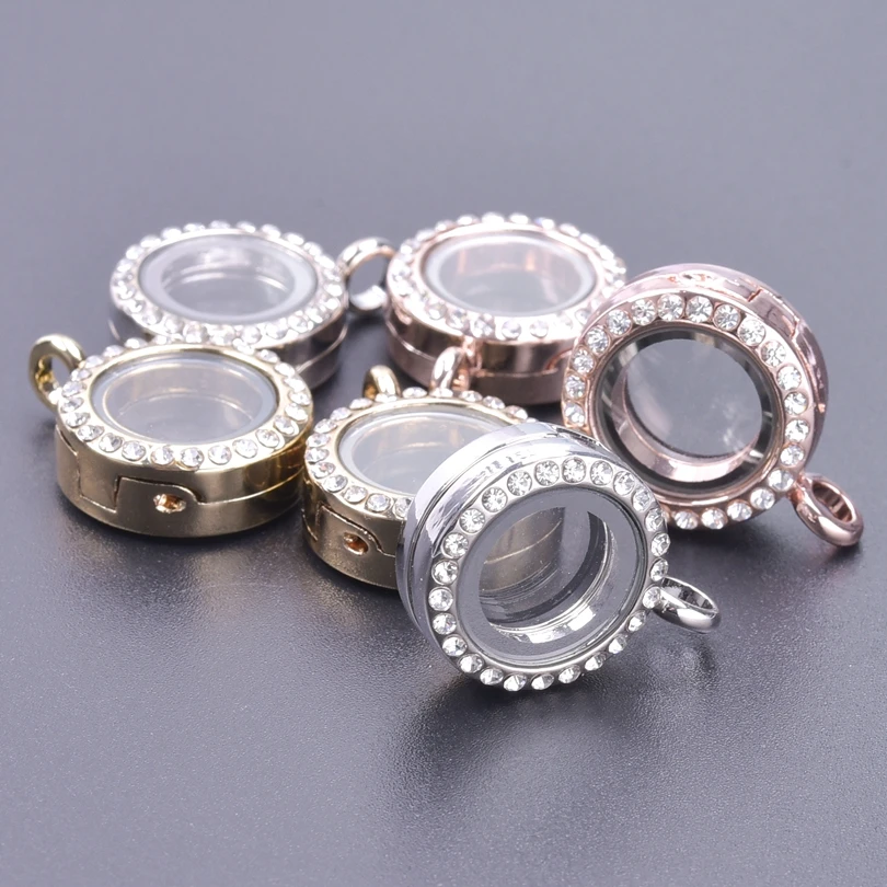 

1Pc Round Glass Clear Locket Pendant Jewelry Making Crystal Pendant Locket Floating Living Memory Locket Charms For Women Gifts