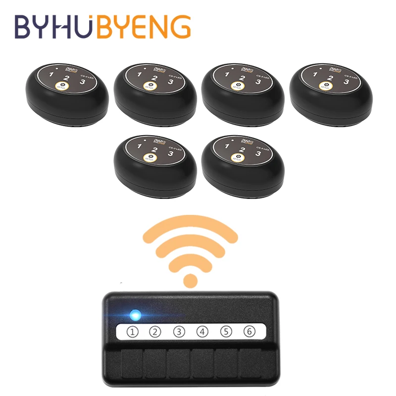 

BYHUBYENG Wireless Office Call Atencion Al Cliente Contactar Beeper Bell Button Bellen Biuro Black Buttons Botao Sem Fio Botoes
