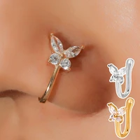1 pcs butterfly non pierced without hole nose ring clip on nose hoop ring fake piercings ear cuff tragus earrings cartilage