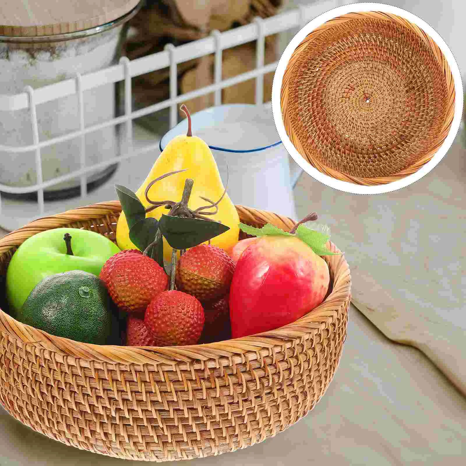 

Woven Bread Basket Tabletop Fruit Basket Sundries Storage Basket Rattan Storage Basket