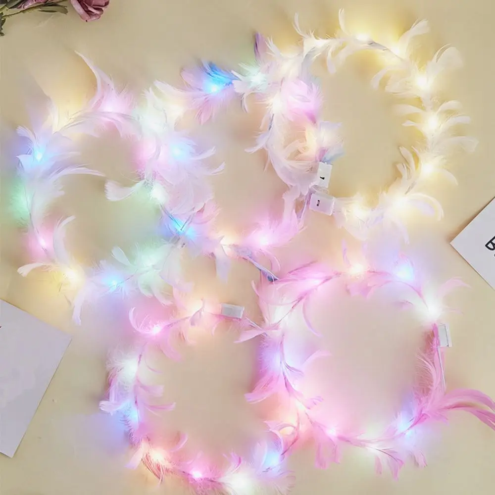 

Party Decorations Kids Head Wear Korean Style Hair Accessories Glowing Feather Wreath Fairy Wreath Women Hair Wear
