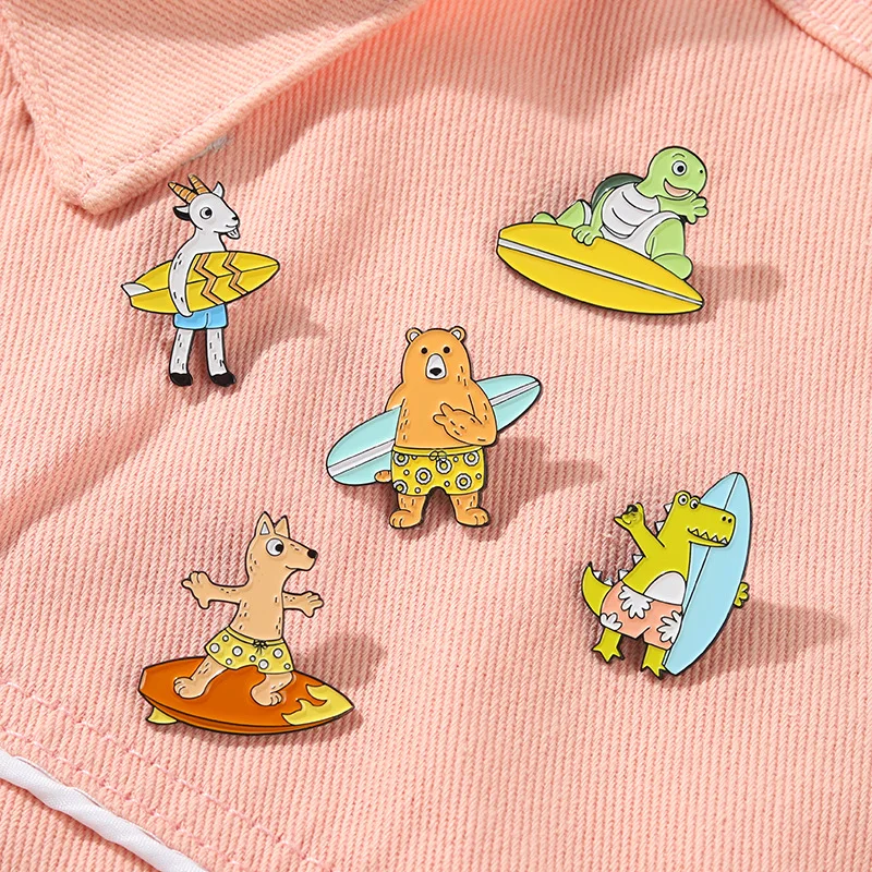 

Crocodile Goat Tortoise Bear Dog Animal Enamel Pins Custom Skateboard Brooch Clothes Cowboy Bag Holiday Gift Shoe Bag Badge Gift